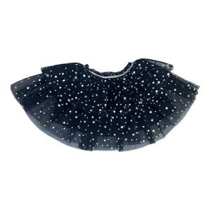 034 Star Foil Print Black Tulle Skirt